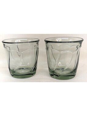 2 Noritake Sweet Swirl Light Green Old Fashioned Glasses Tumblers 4"